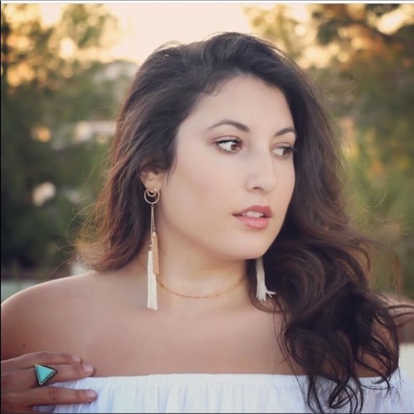 CUT OUT CIRCLE TASSEL EARRINGS (A7) - Picture 2 of 3